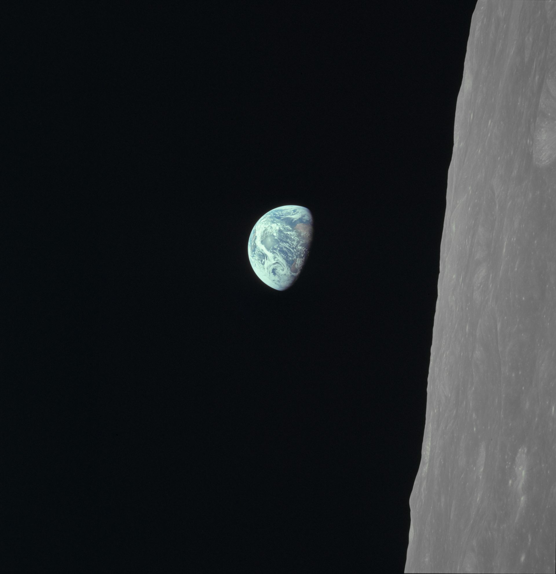 Earth seen from orbit around the Moon.