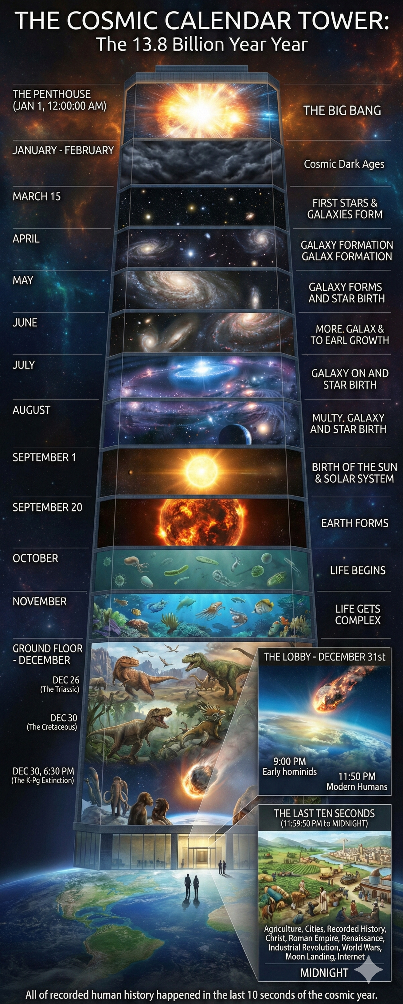 THE COSMIC CALENDAR TOWER: The 13.8 Billion Year Year
