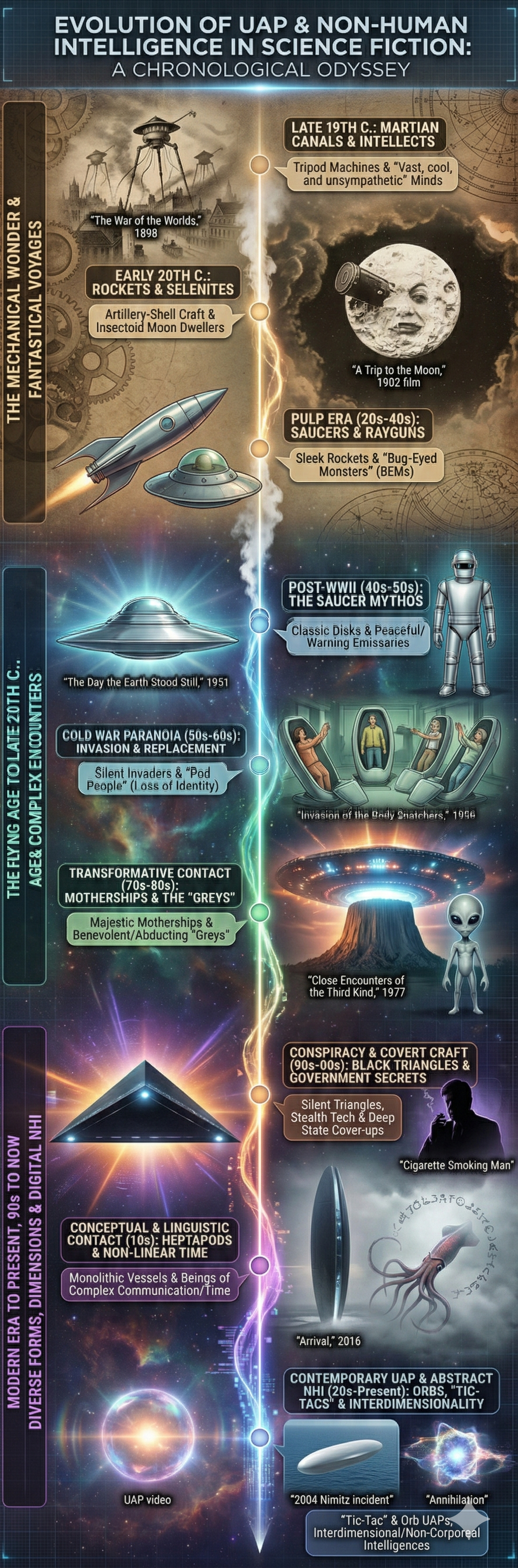 EVOLUTION OF UAP & NON-HUMAN INTELLIGENCE IN SCIENCE FICTION: A CHRONOLOGICAL ODYSSEY