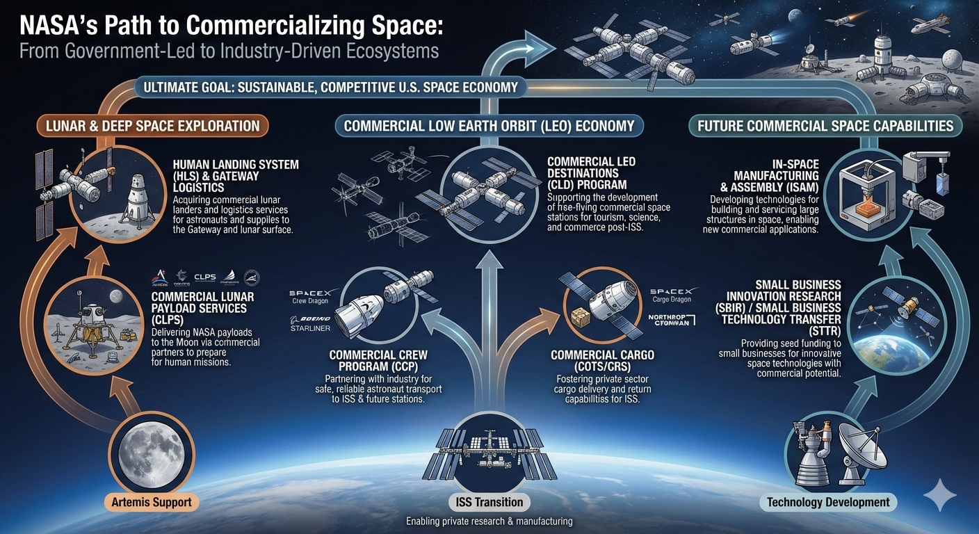 NASA’s Path to Commercializing Space: From Government-Led to Industry-Driven Ecosystems