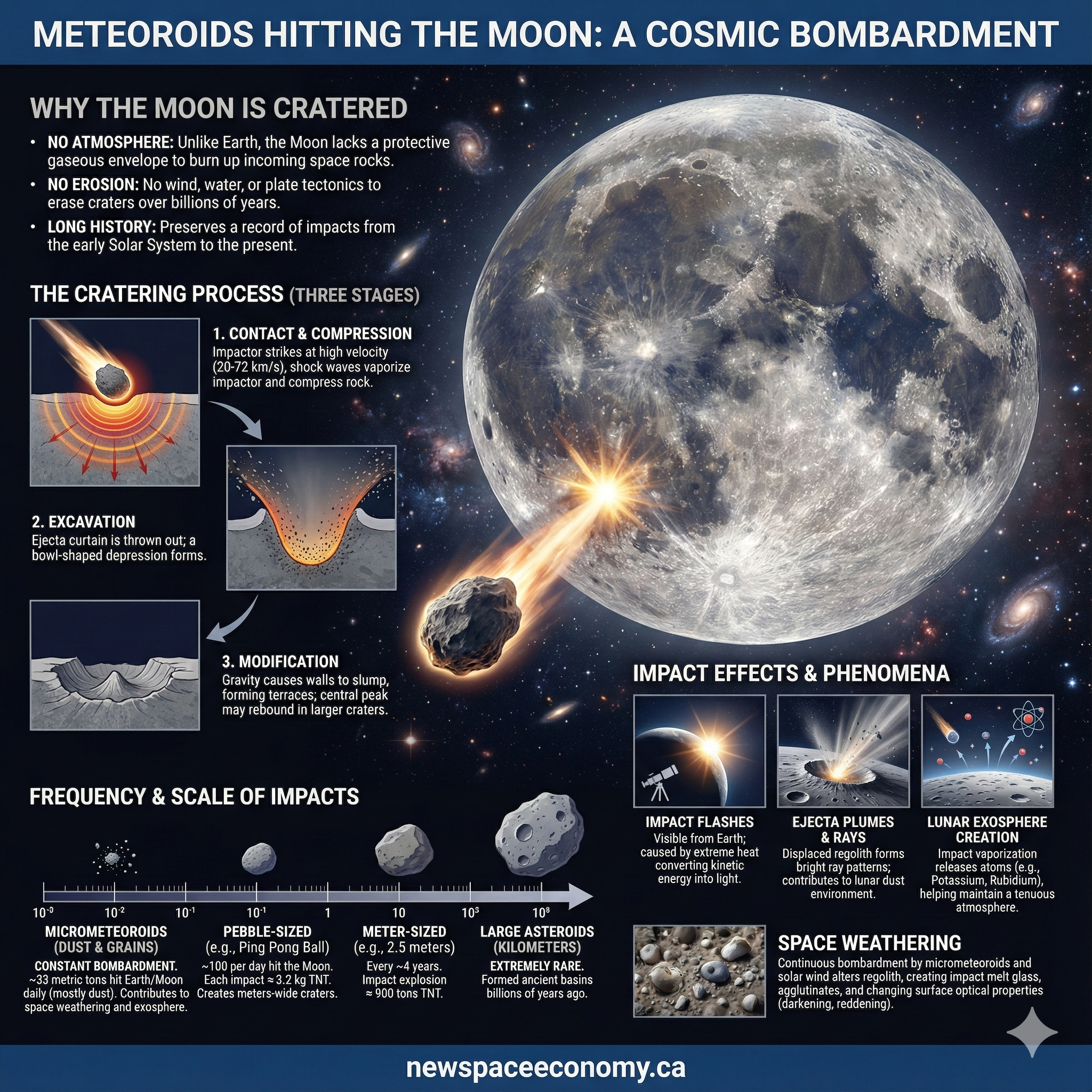 METEOROIDS HITTING THE MOON: A COSMIC BOMBARDMENT